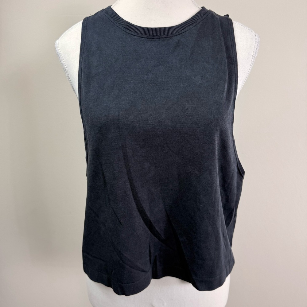 OFFLINE by Aerie Washed Black Muscle Tank Top Sleeveless High Neck Small